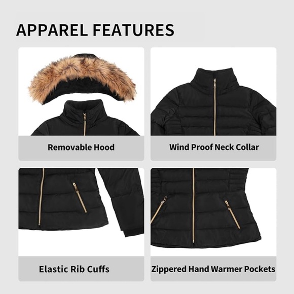 NEW Bodilove Women’s Thickened Black Winter Puffer Jacketket w/Removable Hood-3X - Picture 3 of 15